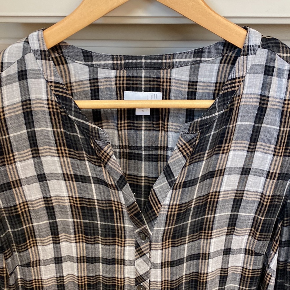 J. Jill Plaid Button Top L/S Shirt Tunic